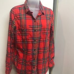 Old Navy plaid flannel fabric button up shirt szM